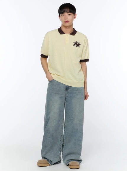 mens-contrast-graphic-polo-shirt-ia520 / Light yellow