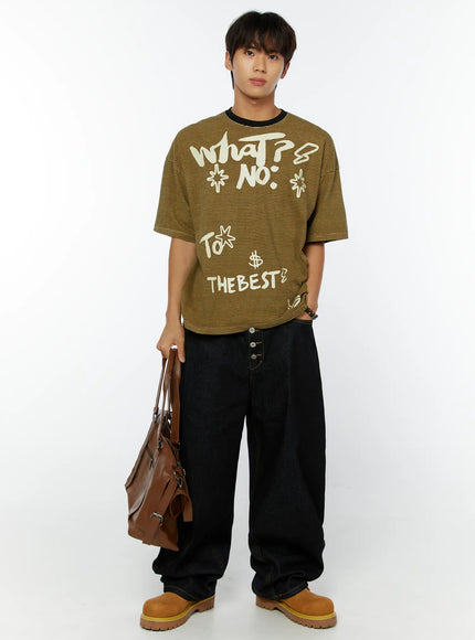 mens-graphic-striped-t-shirt-iy508 / Yellow