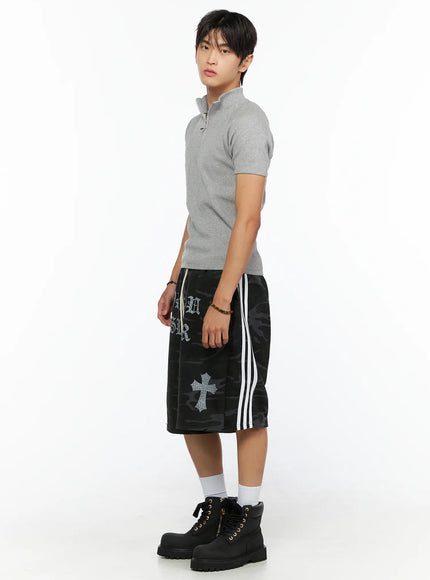 Men's Ribbed Short Sleeve Quarter Zip T-Shirt  IL520