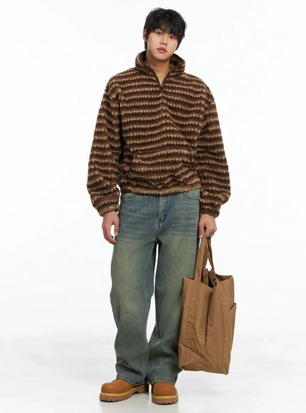 mens-warm-fleece-striped-quarter-zip-up-ij512