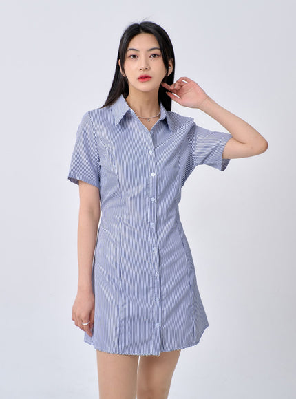 Pinstripe Mini Shirt Dress BA326