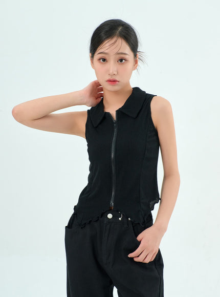 Sleeveless Zip-Up Top BY308