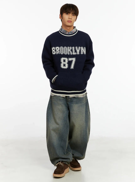 mens-brooklyn-lettering-knit-sweater-id524 / Dark blue