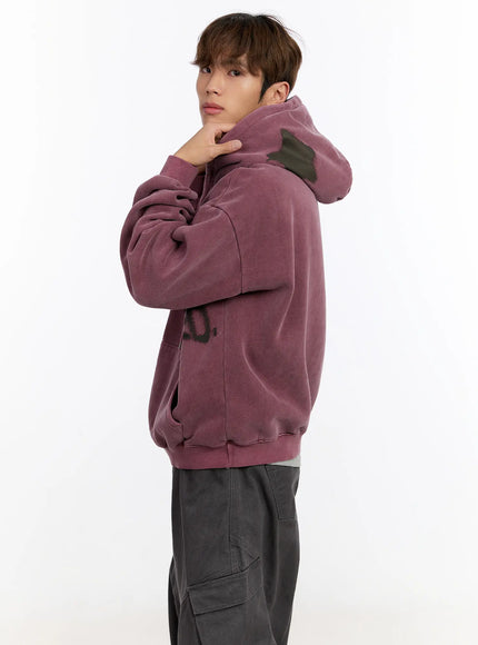 mens-vintage-graphic-hoodie-in528 / Dark pink