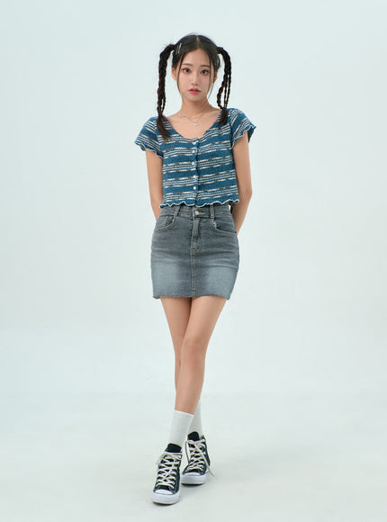 Double Button Mini Skirt BY316