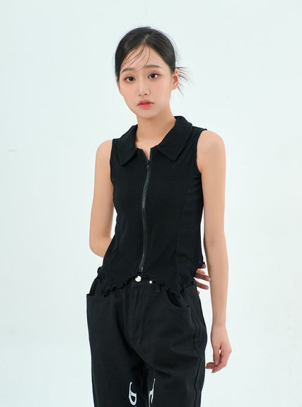 Sleeveless Zip-Up Top BY308