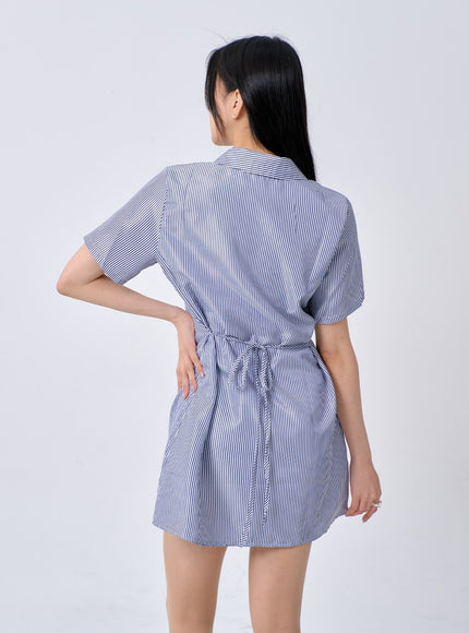 Pinstripe Mini Shirt Dress BA326