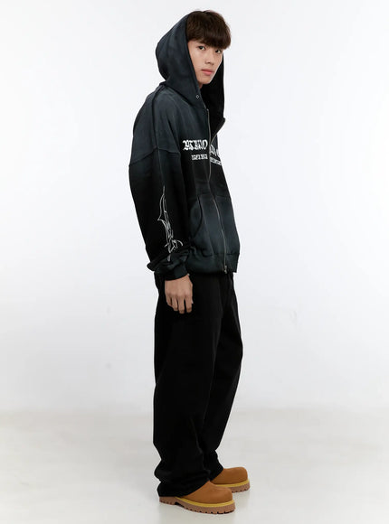Men's Graphic Zip-Up Hoodie IS530 - Korean Men's Fashion | LEWKIN Men's Graphic Zip-Up Hoodie IS530 - Korean Men's Fashion | LEWKIN