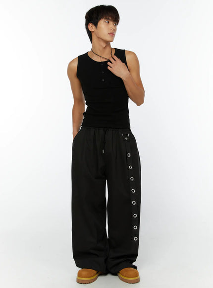 mens-eyelet-detail-wide-leg-pants-iy508-black