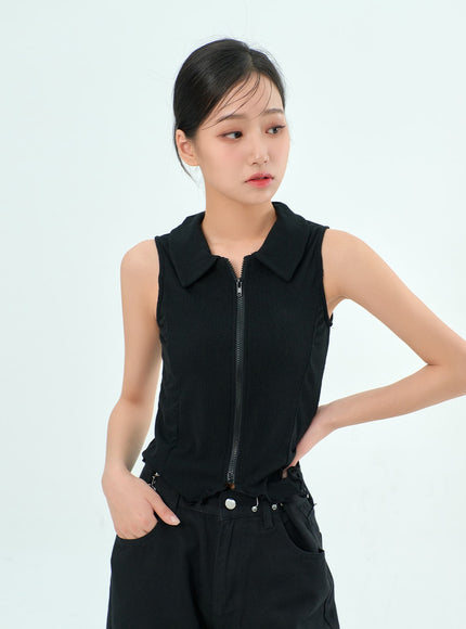 Sleeveless Zip-Up Top BY308