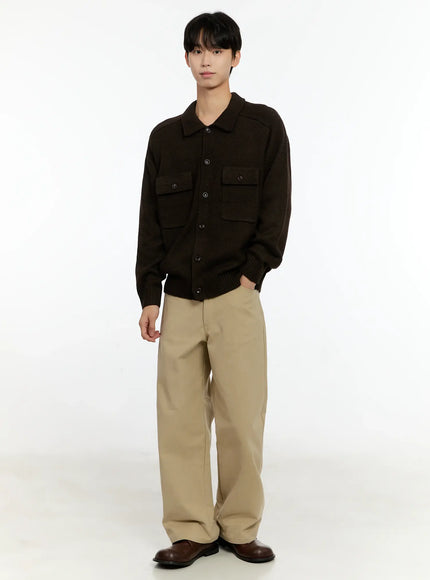 mens-button-up-knit-cardigan-in503 / Dark brown