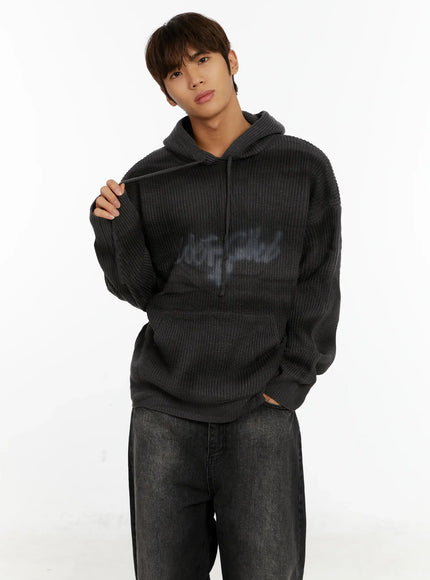 mens-graffiti-knit-hoodie-id524 / Dark gray