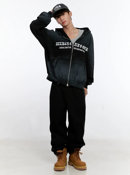 Men's Graphic Zip-Up Hoodie IS530 - Korean Men's Fashion | LEWKIN Men's Graphic Zip-Up Hoodie IS530 - Korean Men's Fashion | LEWKIN