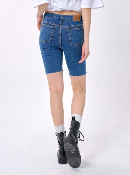 Mid-Wash Biker Jeans BA327