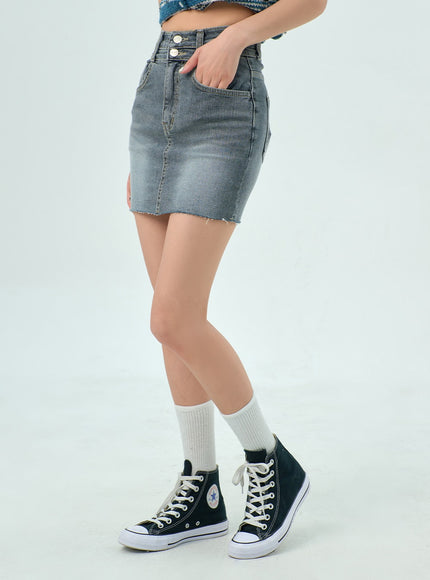 Double Button Mini Skirt BY316