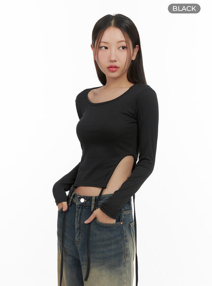 side-string-long-sleeve-cs404 / black