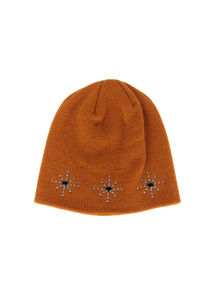 boho-studded-ribbed-beanie-cs503 / Yellow
