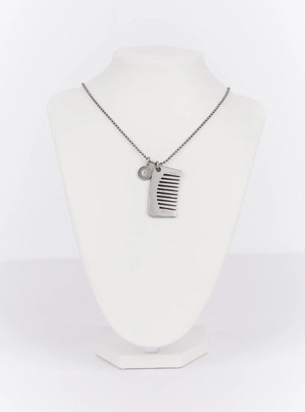 vintage-comb-pendant-necklace-in514 / Silver