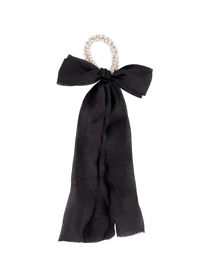 pearl-ribbon-hairband-in528 / Black