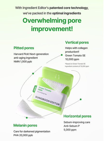 Green Tomato NMN Pore Peeling Pad (180ml)