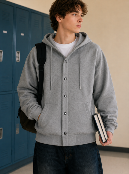 Men's Urban Buttoned Hooded Jacket IF528