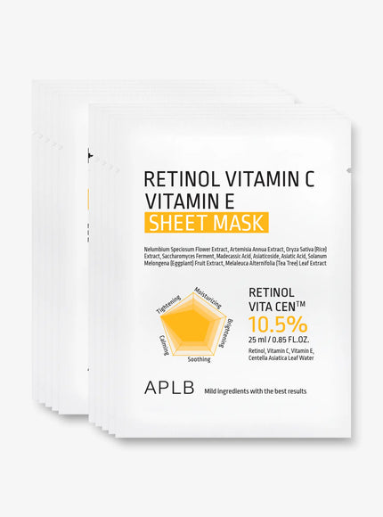 Retinol Vitamin C Vitamin E Sheet Mask Set (25ml * 10ea)