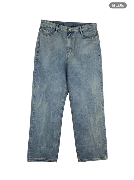 mens-vintage-loose-fit-straight-jeans-iu412 / Blue