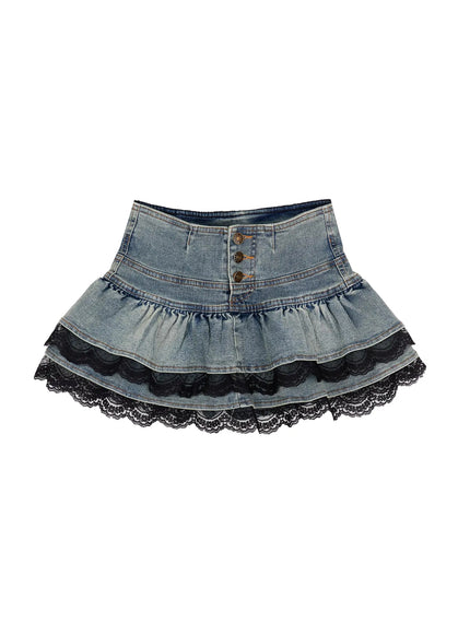 ruffle-lace-denim-mini-skirt-iy515