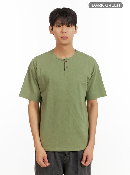 mens-cotton-round-neck-button-t-shirt-dark-green-iu418