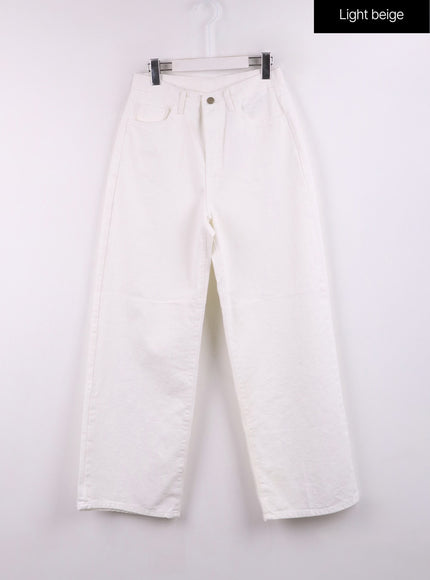 Mid Waist Straight Leg Cotton Pants CF401