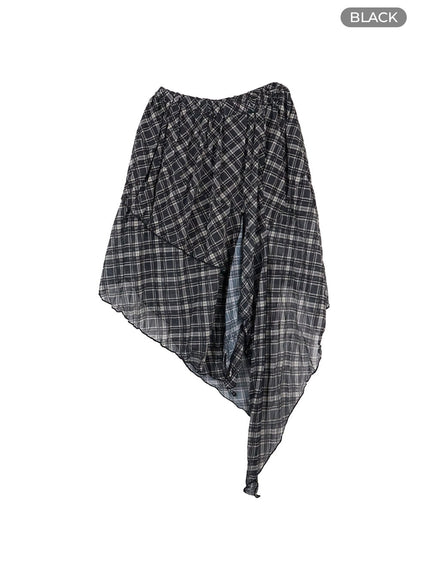 checkered-layered-skirt-io409