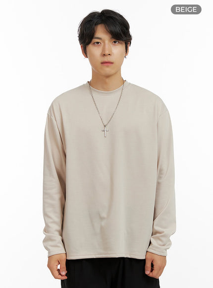 mens-loose-round-neck-long-sleeve-beige-ig409