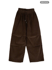 mens-corduroy-pintuck-parachute-pants-brown-is419