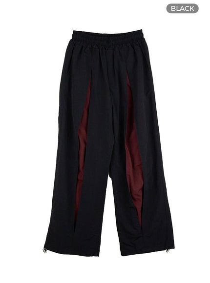 mens-banded-mixed-color-nylon-wide-pants-is413