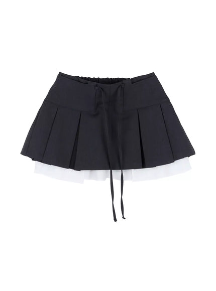 layered-pleated-mini-skirt-is516 / Dark gray