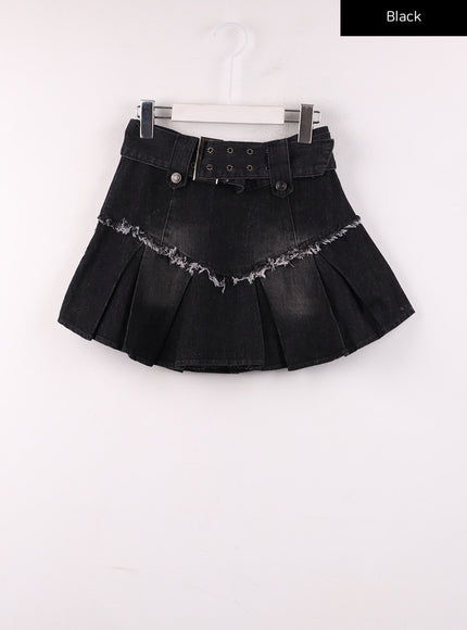 belted-pleated-denim-skirt-ij430