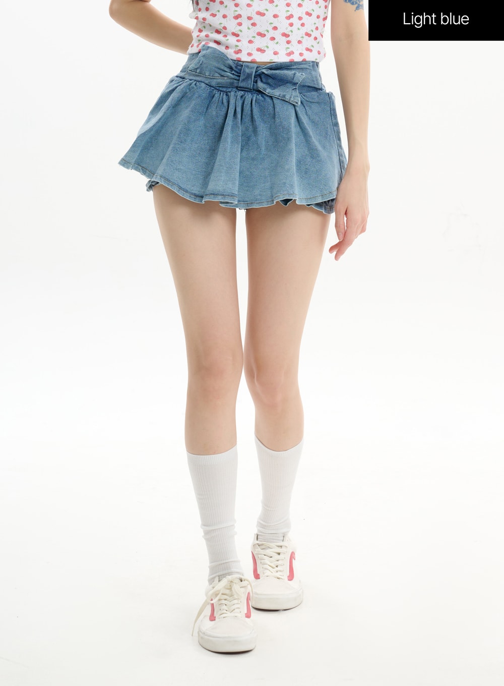 pleated-fringe-denim-mini-skirt-if413