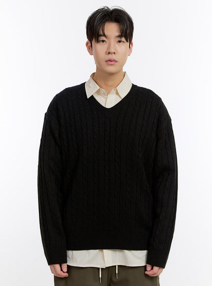 mens-cable-knit-v-neck-sweater-if528