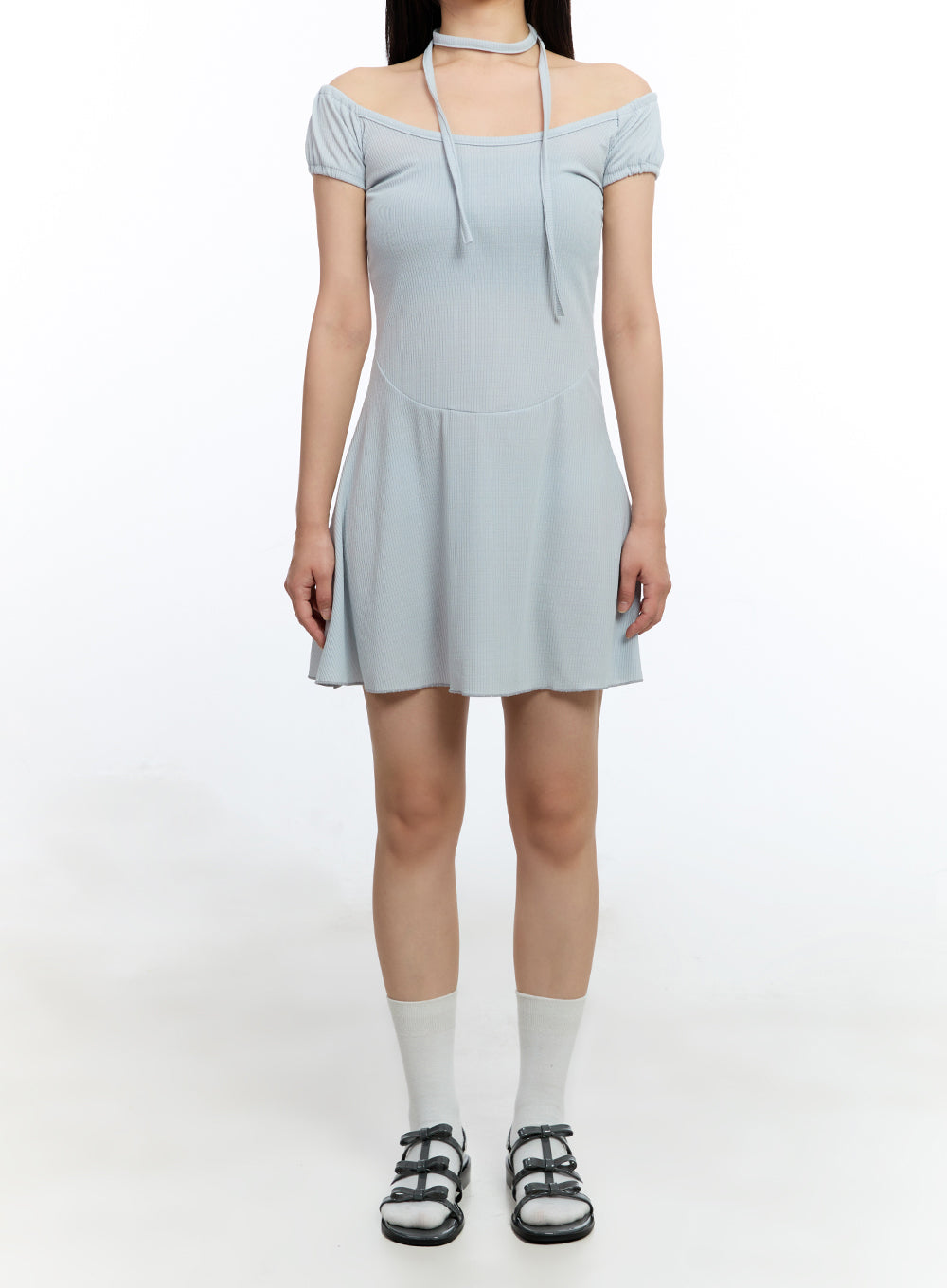 flare-mini-dress-with-scarf-set-iu503