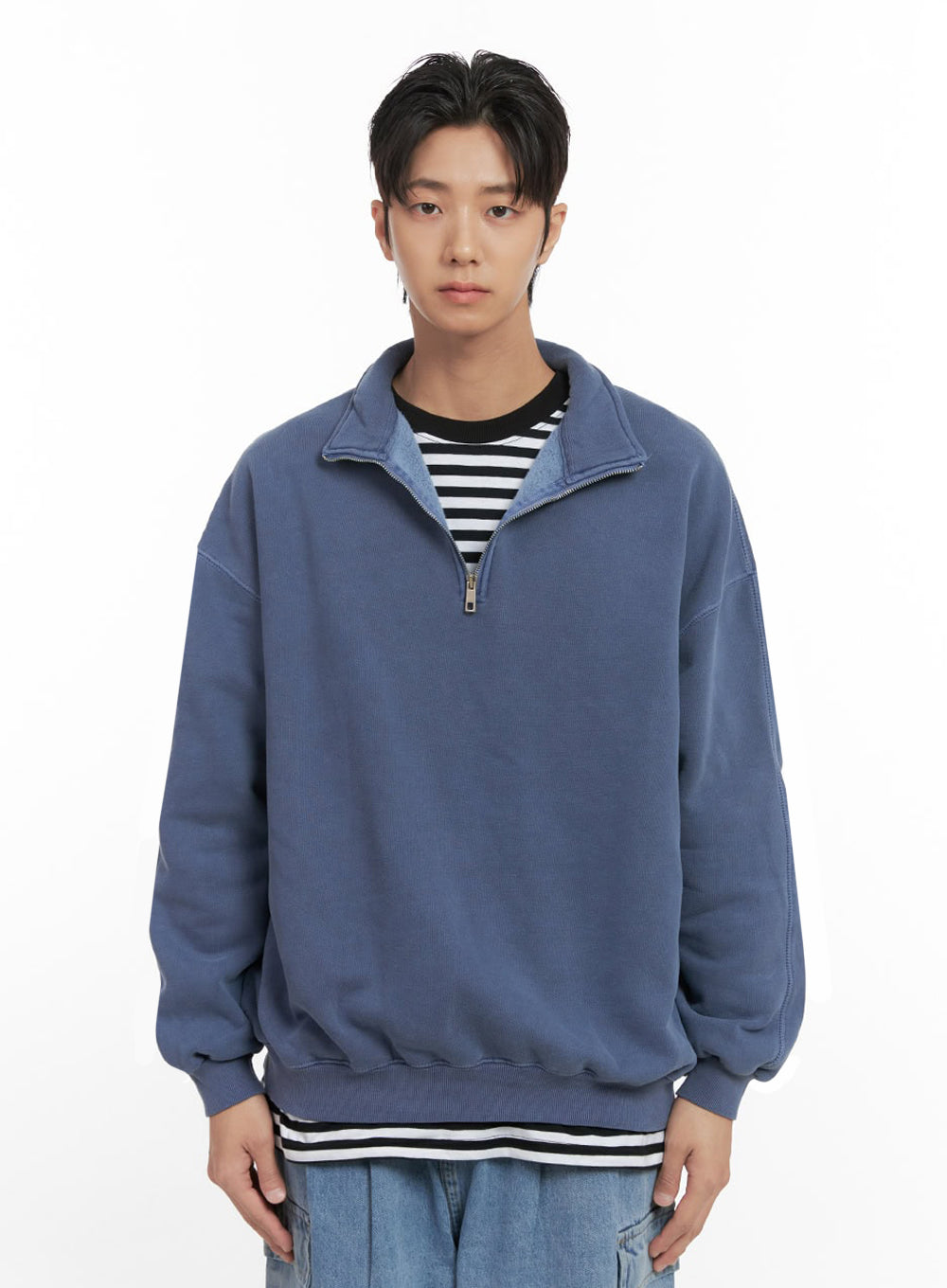 mens-washed-cotton-half-zip-crewneck-id406