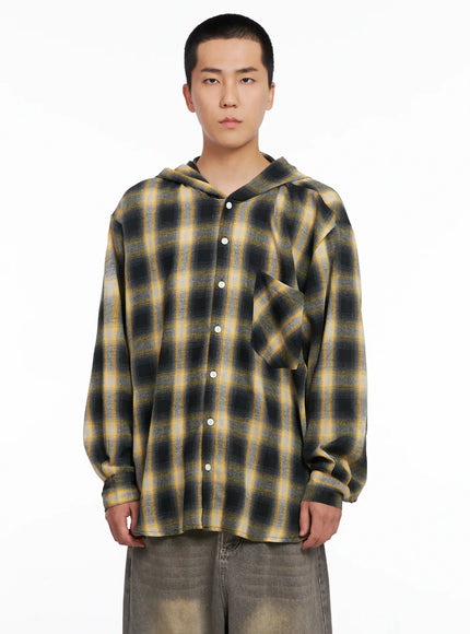 mens-plaid-flannel-hooded-shirt-ig529