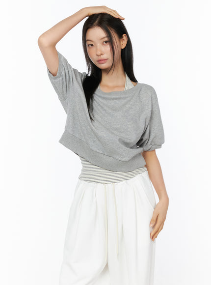 stripe-halter-neck-short-sleeve-set-iu516