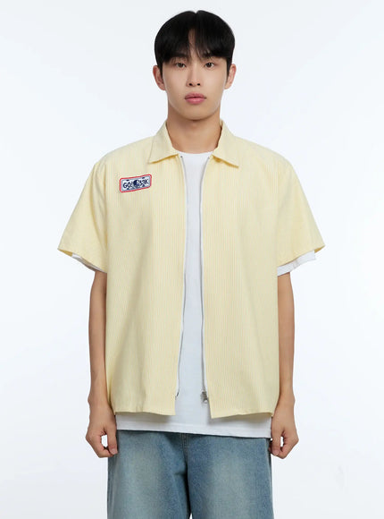 mens-pinstripe-short-sleeve-zip-shirt-ig519