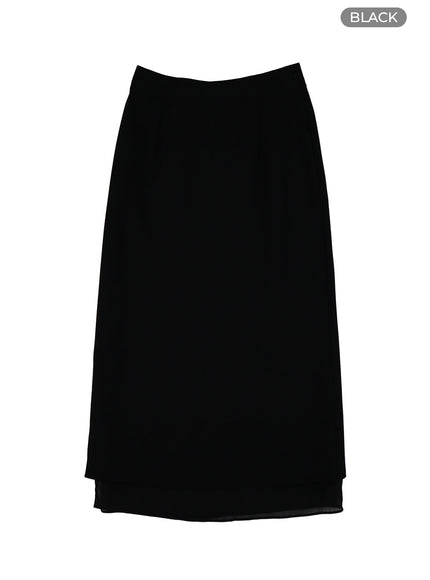basic-layered-maxi-skirt-if423 / Black
