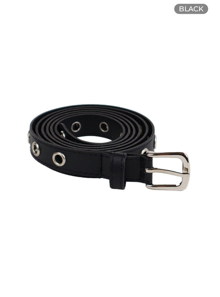 basic-faux-leather-eyelet-belt-if421 / Black