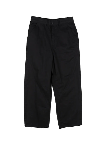 mens-wide-leg-cotton-pants-il511 / Black