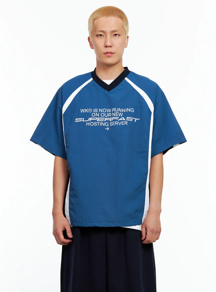 mens-v-neck-basic-jersey-il514 / Blue