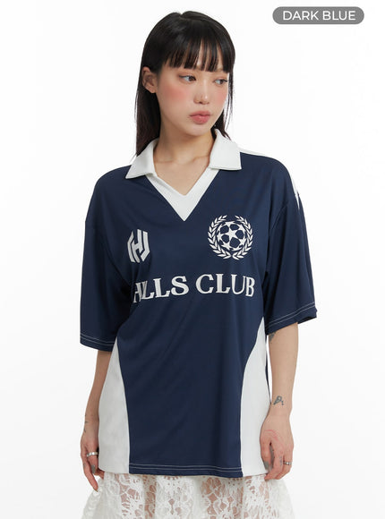 v-neck-collar-football-jersey-shirt-if423 / Dark blue