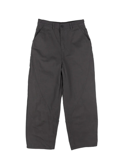 mens-curved-seam-wide-cotton-pants-il511 / Dark gray