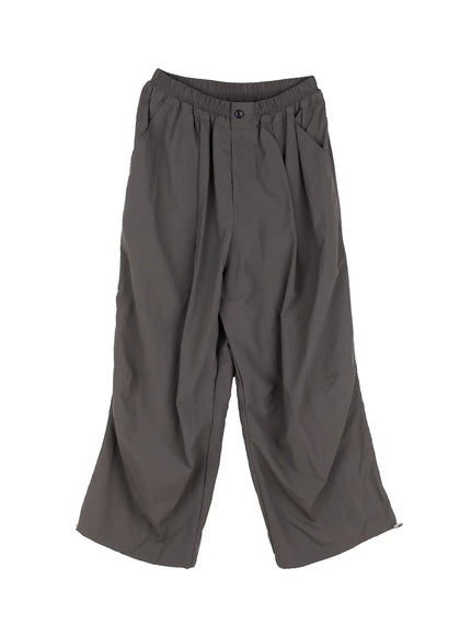 mens-seam-detail-balloon-fit-drawstring-pants-il511 / Dark gray